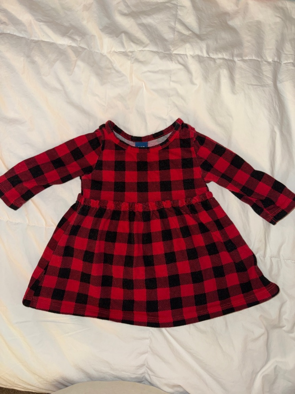 Old Navy Red and Black Buffalo Plaid Long Sleeve Dress